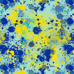 blue and yellow splatter paint