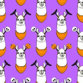 (small scale) halloween loving llamas w/ headbands - purple C18BS