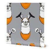 (small scale) halloween loving llamas w/ headbands - grey and orange C18BS