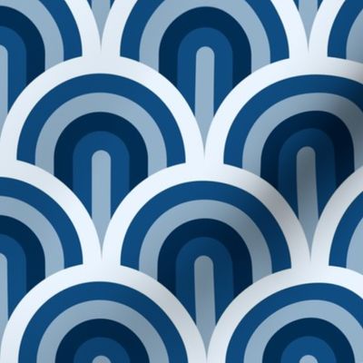 Classic blue Art Deco waves Wallpaper