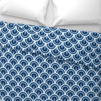 Classic blue Art Deco waves Wallpaper