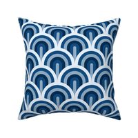 Classic blue Art Deco waves Wallpaper