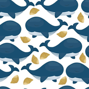 Whale ocean fish nautical pattern