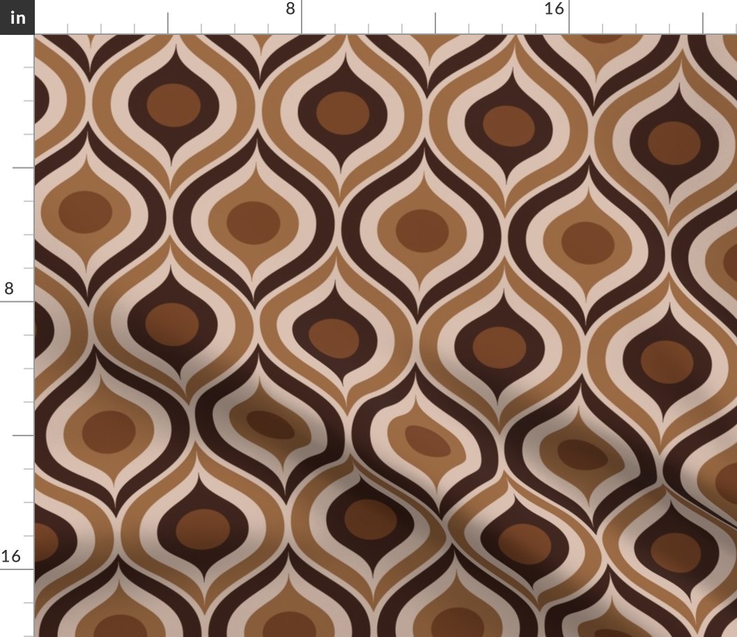 Retro 70s ogee ovals contour earthy beige