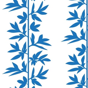 vine stripe blue on white