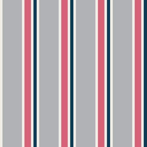 Classic Stripes Gray and Navy with Rose