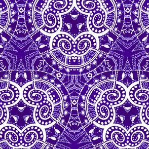 White lace on purple background