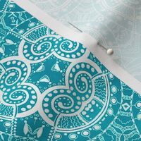 White lace on a bright light blue background