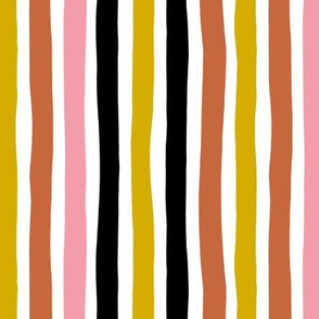 Rainbow beams abstract vertical stripes trend colorful modern minimal design girls autumn pink copper ochre MEDIUM