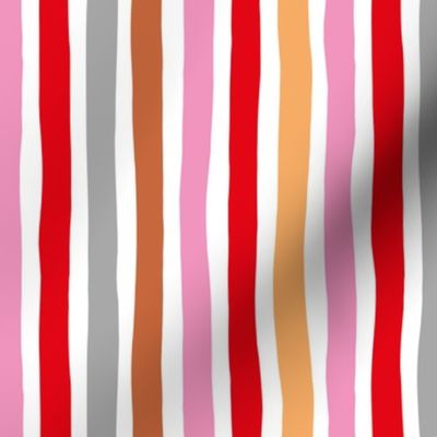 Rainbow beams abstract vertical stripes trend colorful modern minimal design girls summer autumn pink copper red  MEDIUM