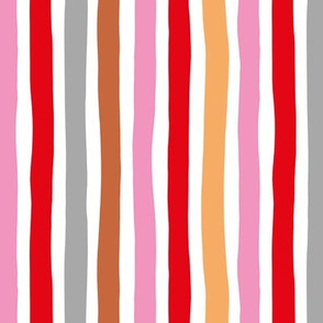 Rainbow beams abstract vertical stripes trend colorful modern minimal design girls summer autumn pink copper red  MEDIUM
