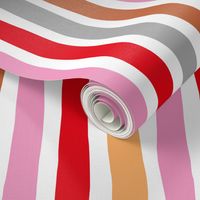 Rainbow beams abstract vertical stripes trend colorful modern minimal design girls summer autumn pink copper red  SMALL