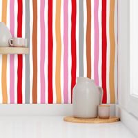 Rainbow beams abstract vertical stripes trend colorful modern minimal design girls summer autumn pink copper red  SMALL