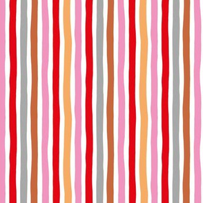 Rainbow beams abstract vertical stripes trend colorful modern minimal design girls summer autumn pink copper red  SMALL