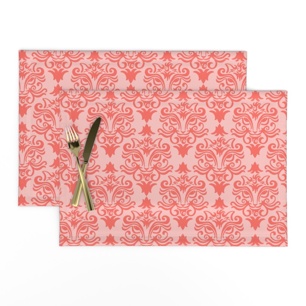 Cat Damask Coral and Blush