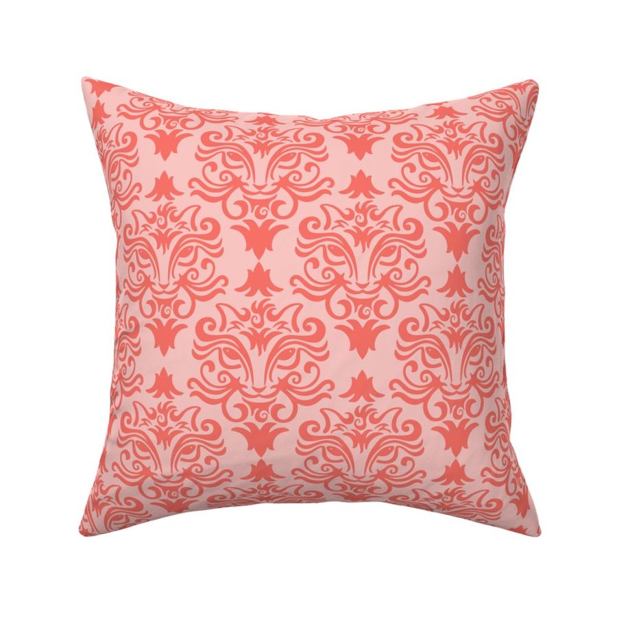 Cat Damask Coral and Blush