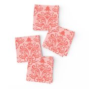 Cat Damask Coral and Blush