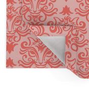 Cat Damask Coral and Blush