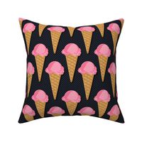 Ice Cream Cone Strawberry Black