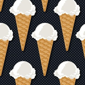 Ice Cream Cone Vanilla Black