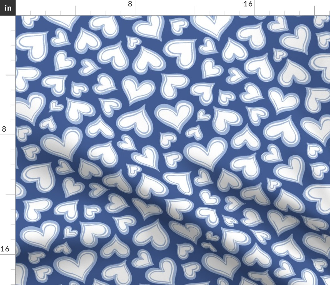 Valentines Love Hearts navy blue Large