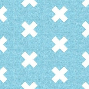 Linen light blue cross