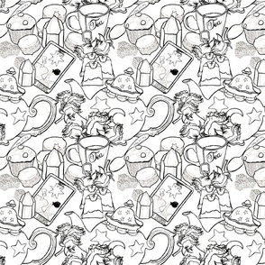Tea Time and Cards Coloring Pattern