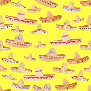 Watercolour Sombreros Mexican yellow