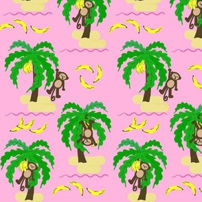 Monkey Around on Banana Isle / Pink  