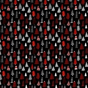 Christmas trees holiday fabric pattern black - MICRO