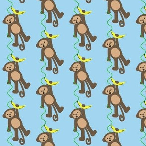 Monkey Around on Banana Isle / Hanging Monkey on Blue 