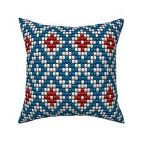 Southwest beaded diamonds kilim blue red white