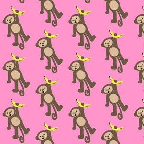 Monkey Around on Banana Isle / Monkey w/ Banana on med Pink   
