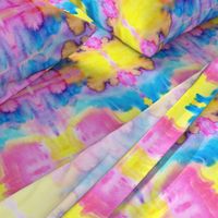 Tie Dye neon pink yellow blue watercolors Fabric