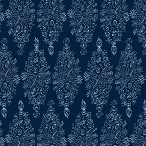 Flowerly Tiles in navy blue