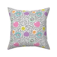 Circles rainbow dots and spots raw abstract brush strokes memphis scandinavian style mint pink mustard blue  multi color