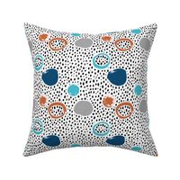 Circles dots and spots raw abstract brush strokes memphis scandinavian style winter gender neutral boys confetti copper blue