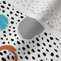 Circles dots and spots raw abstract brush strokes memphis scandinavian style winter gender neutral boys confetti copper blue