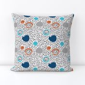 Circles dots and spots raw abstract brush strokes memphis scandinavian style winter gender neutral boys confetti copper blue