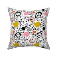 Circles dots and spots raw abstract brush strokes memphis scandinavian style girls copper mustard fall