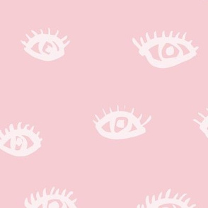 Watch me watching you pop minimal trend eyes eye lashes raw drawing ink monochrome soft pink LARGE