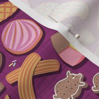 Small scale // Mexican Sweet Bakery Frenzy // pink background // pastel colors pan dulce