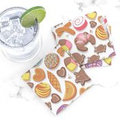 Small scale // Mexican Sweet Bakery Frenzy // white background // pastel colors pan dulce