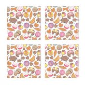 Small scale // Mexican Sweet Bakery Frenzy // white background // pastel colors pan dulce