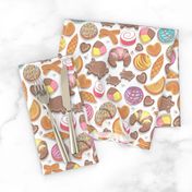 Small scale // Mexican Sweet Bakery Frenzy // white background // pastel colors pan dulce