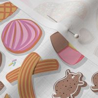 Small scale // Mexican Sweet Bakery Frenzy // white background // pastel colors pan dulce