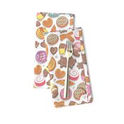 Small scale // Mexican Sweet Bakery Frenzy // white background // pastel colors pan dulce