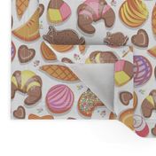 Small scale // Mexican Sweet Bakery Frenzy // white background // pastel colors pan dulce