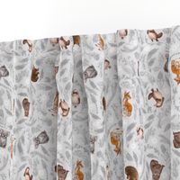 Little Aussie Friends - Small Animal Scatter Print - Grey