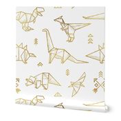 Gold origami dinosaurs small size